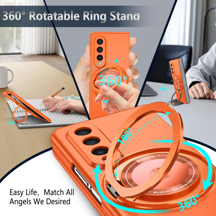For Samsung Galaxy Z Fold4 360 Rotation Ring Holder MagSafe Shockproof PC Phone Case