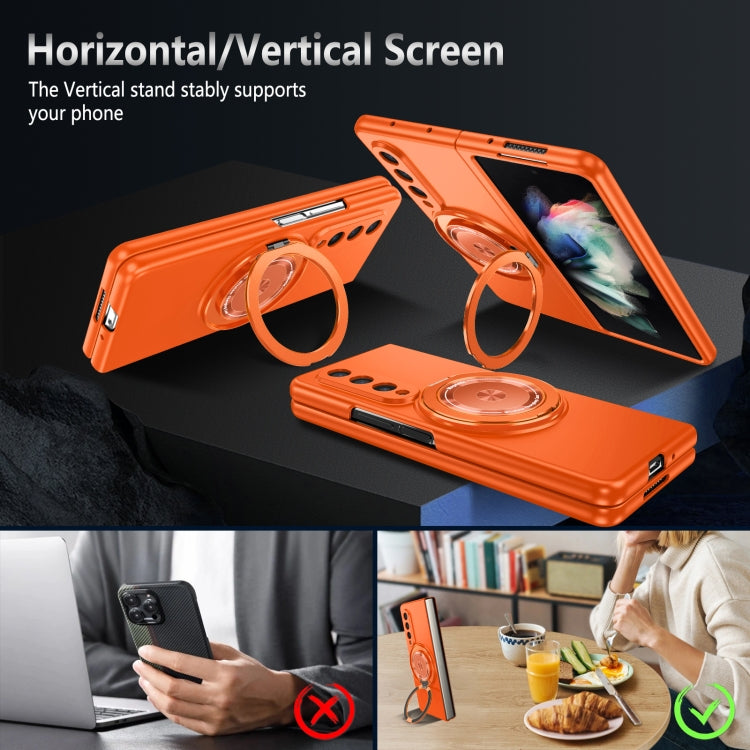 For Samsung Galaxy Z Fold4 360 Rotation Ring Holder MagSafe Shockproof PC Phone Case
