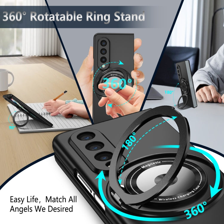For Samsung Galaxy Z Fold4 360 Rotation Ring Holder MagSafe Shockproof PC Phone Case
