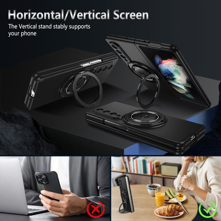 For Samsung Galaxy Z Fold4 360 Rotation Ring Holder MagSafe Shockproof PC Phone Case