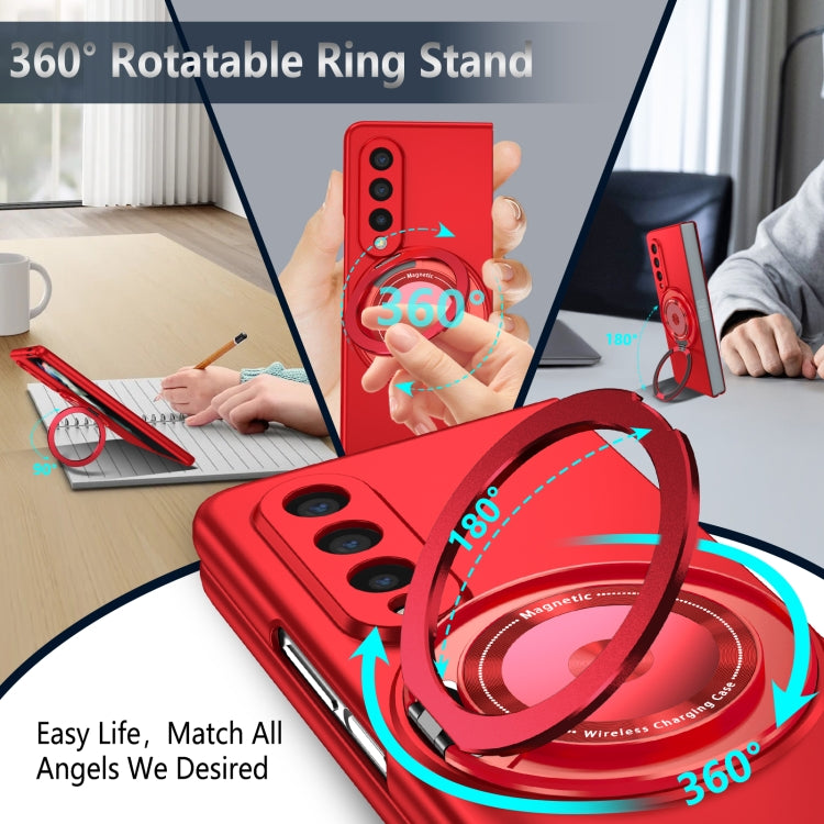 For Samsung Galaxy Z Fold4 360 Rotation Ring Holder MagSafe Shockproof PC Phone Case