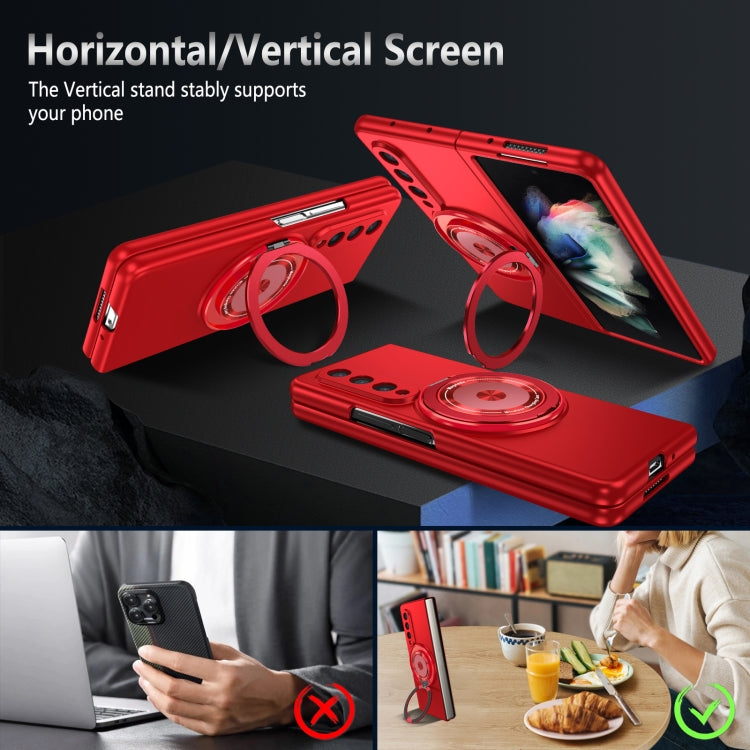 For Samsung Galaxy Z Fold4 360 Rotation Ring Holder MagSafe Shockproof PC Phone Case