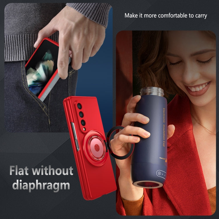 For Samsung Galaxy Z Fold4 360 Rotation Ring Holder MagSafe Shockproof PC Phone Case