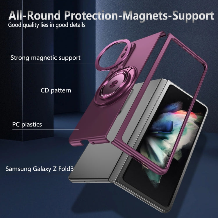 For Samsung Galaxy Z Fold4 360 Rotation Ring Holder MagSafe Shockproof PC Phone Case