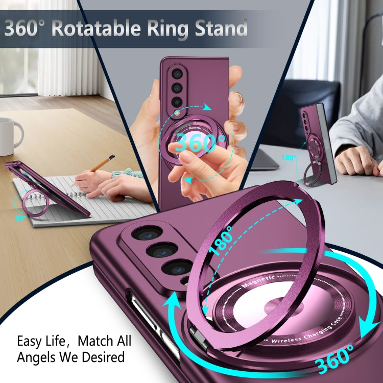 For Samsung Galaxy Z Fold4 360 Rotation Ring Holder MagSafe Shockproof PC Phone Case