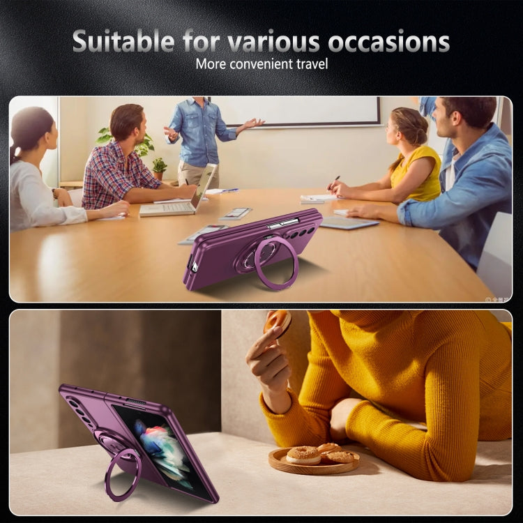For Samsung Galaxy Z Fold4 360 Rotation Ring Holder MagSafe Shockproof PC Phone Case