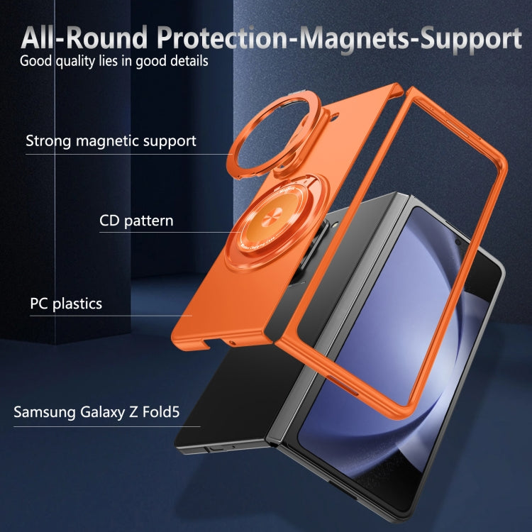 For Samsung Galaxy Z Fold5 360 Rotation Ring Holder MagSafe Shockproof PC Phone Case