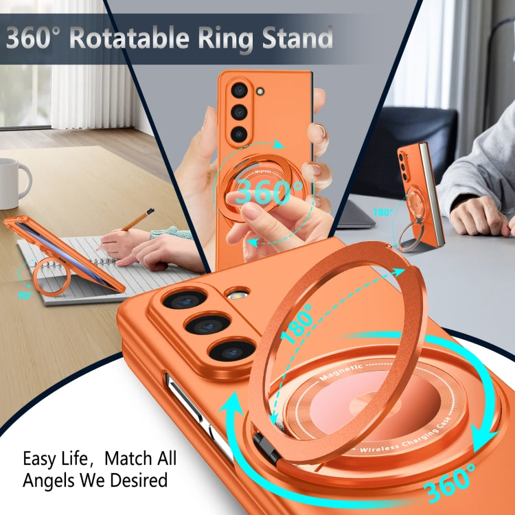 For Samsung Galaxy Z Fold5 360 Rotation Ring Holder MagSafe Shockproof PC Phone Case
