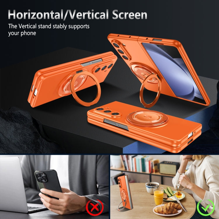 For Samsung Galaxy Z Fold5 360 Rotation Ring Holder MagSafe Shockproof PC Phone Case