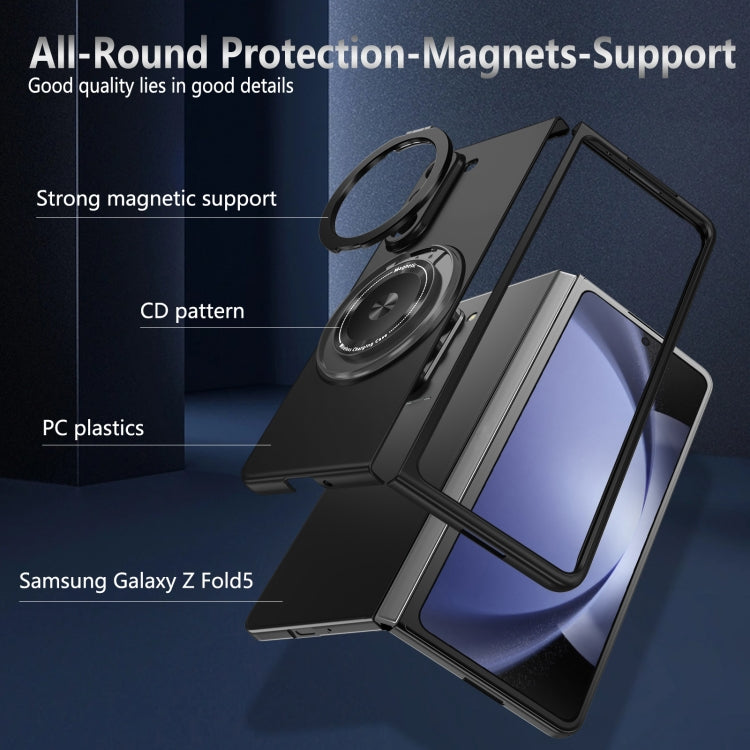 For Samsung Galaxy Z Fold5 360 Rotation Ring Holder MagSafe Shockproof PC Phone Case