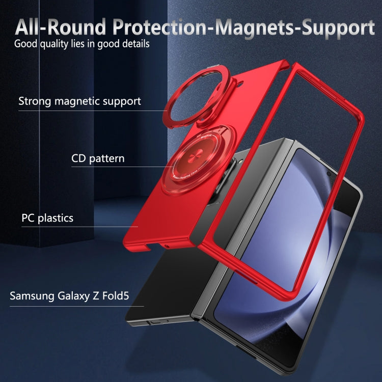 For Samsung Galaxy Z Fold5 360 Rotation Ring Holder MagSafe Shockproof PC Phone Case