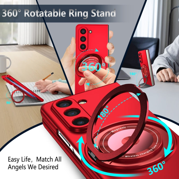 For Samsung Galaxy Z Fold5 360 Rotation Ring Holder MagSafe Shockproof PC Phone Case