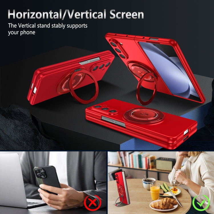 For Samsung Galaxy Z Fold5 360 Rotation Ring Holder MagSafe Shockproof PC Phone Case
