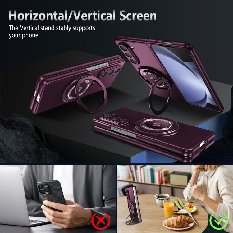 For Samsung Galaxy Z Fold5 360 Rotation Ring Holder MagSafe Shockproof PC Phone Case