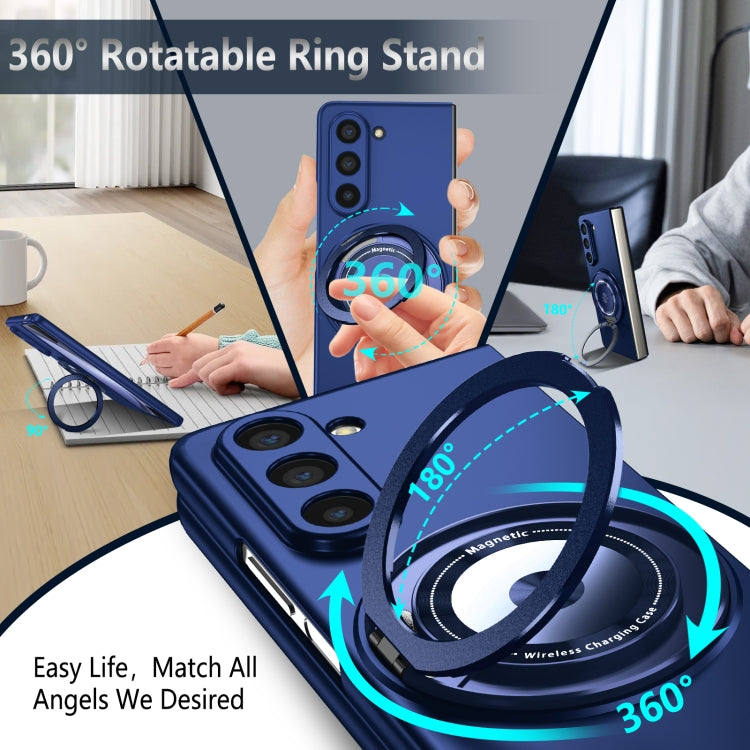 For Samsung Galaxy Z Fold6 360 Rotation Ring Holder MagSafe Shockproof PC Phone Case