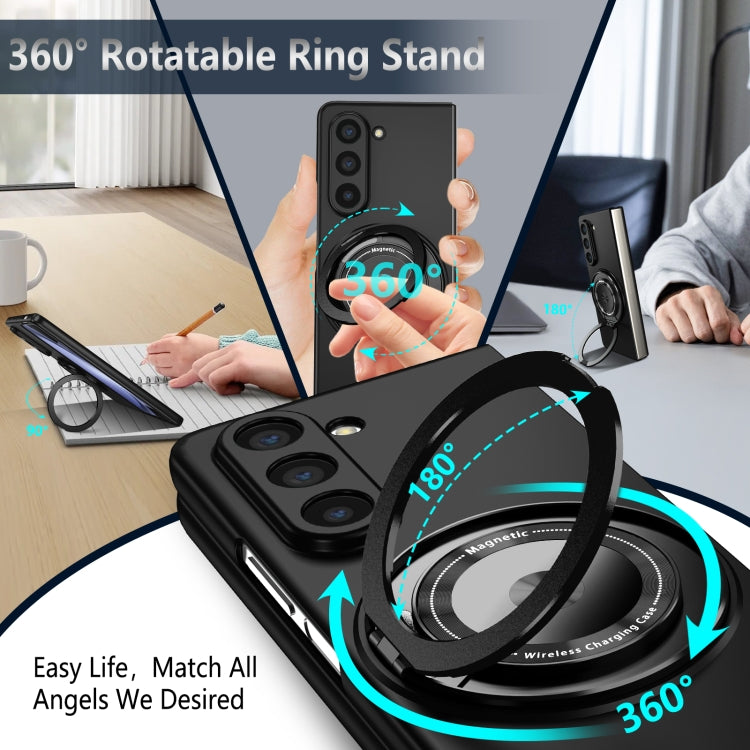 For Samsung Galaxy Z Fold6 360 Rotation Ring Holder MagSafe Shockproof PC Phone Case