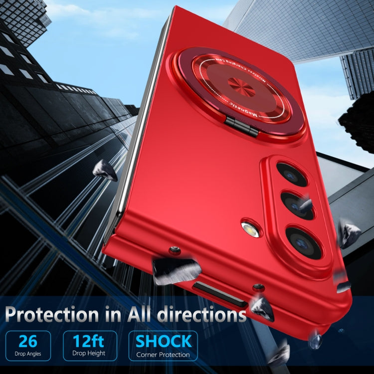 For Samsung Galaxy Z Fold6 360 Rotation Ring Holder MagSafe Shockproof PC Phone Case
