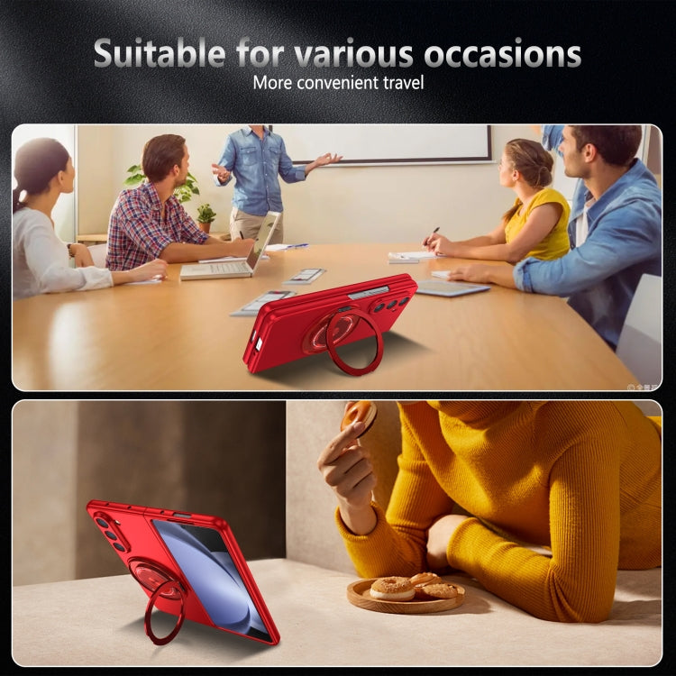 For Samsung Galaxy Z Fold6 360 Rotation Ring Holder MagSafe Shockproof PC Phone Case