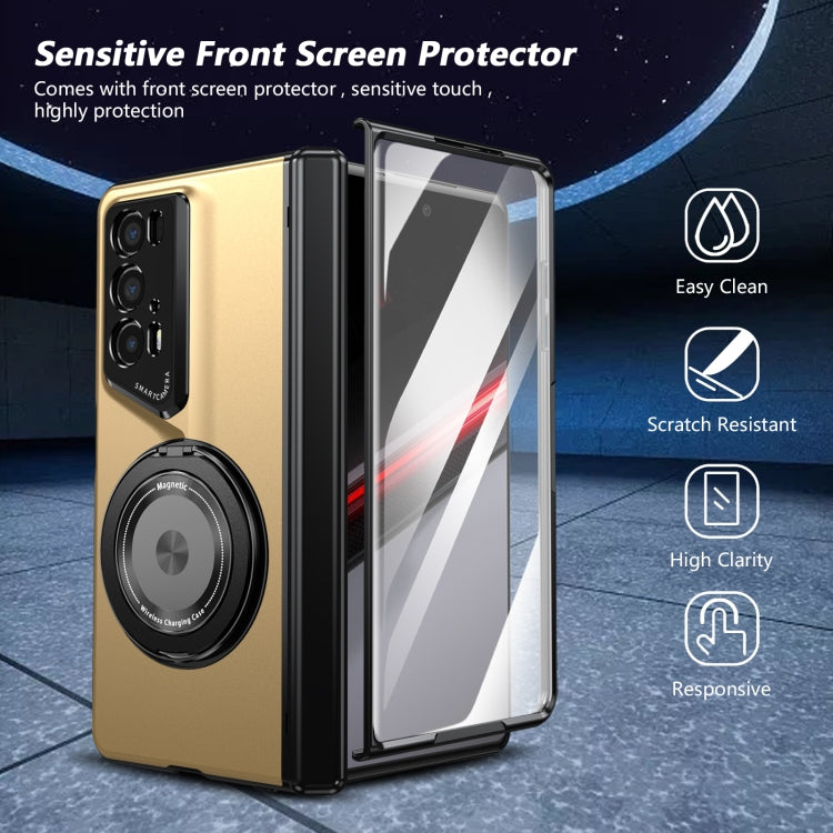 For Honor Magic V2 RSR Porsche Design Gold Medal Rotating Folding Series Ring Holder Phone Case