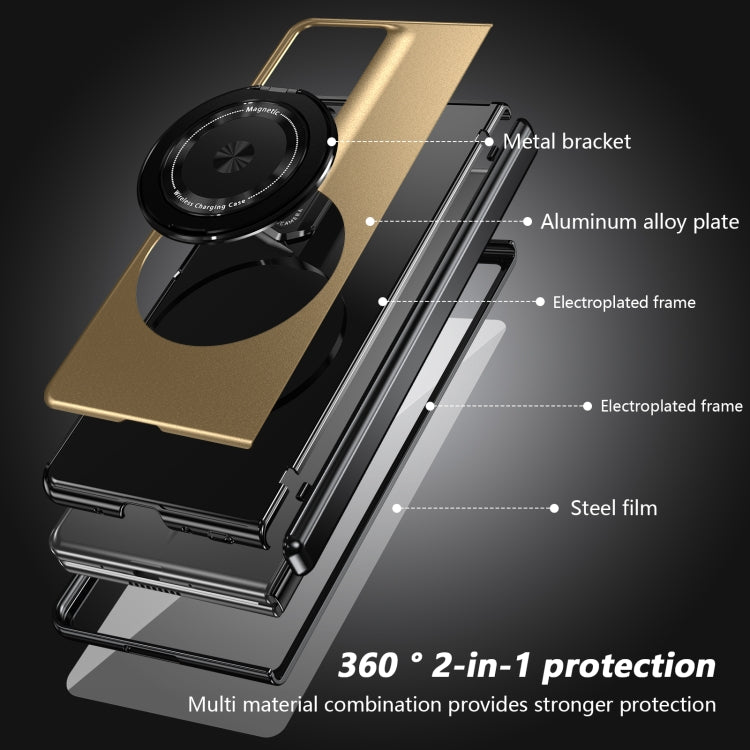 For Honor Magic V2 RSR Porsche Design Gold Medal Rotating Folding Series Ring Holder Phone Case