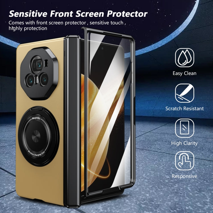 For Honor Magic V3 Gold Medal Rotating Folding Series Ring Holder Phone Case