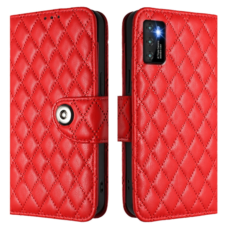 For Cubot P50 Rhombic Texture Flip Leather Phone Case with Lanyard