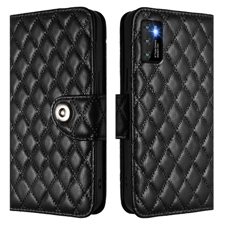 For Cubot P50 Rhombic Texture Flip Leather Phone Case with Lanyard
