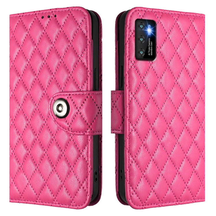 For Cubot P50 Rhombic Texture Flip Leather Phone Case with Lanyard