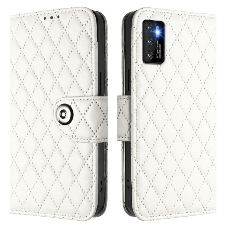 For Cubot P50 Rhombic Texture Flip Leather Phone Case with Lanyard