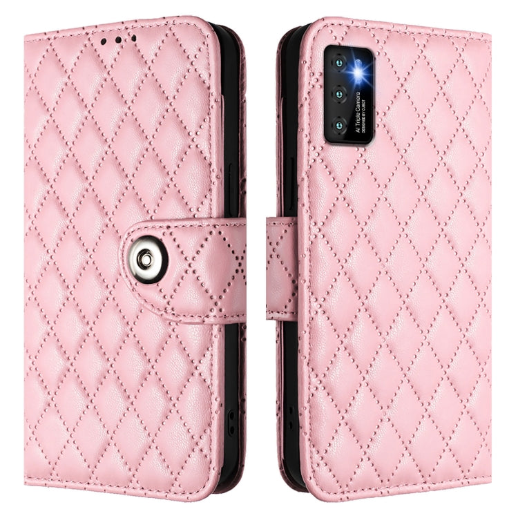 For Cubot P50 Rhombic Texture Flip Leather Phone Case with Lanyard