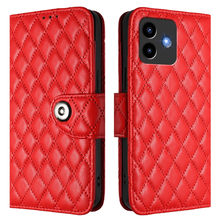 For Cubot Note 40 Rhombic Texture Flip Leather Phone Case with Lanyard
