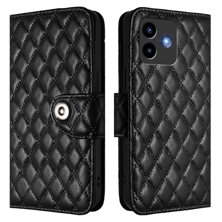 For Cubot Note 40 Rhombic Texture Flip Leather Phone Case with Lanyard