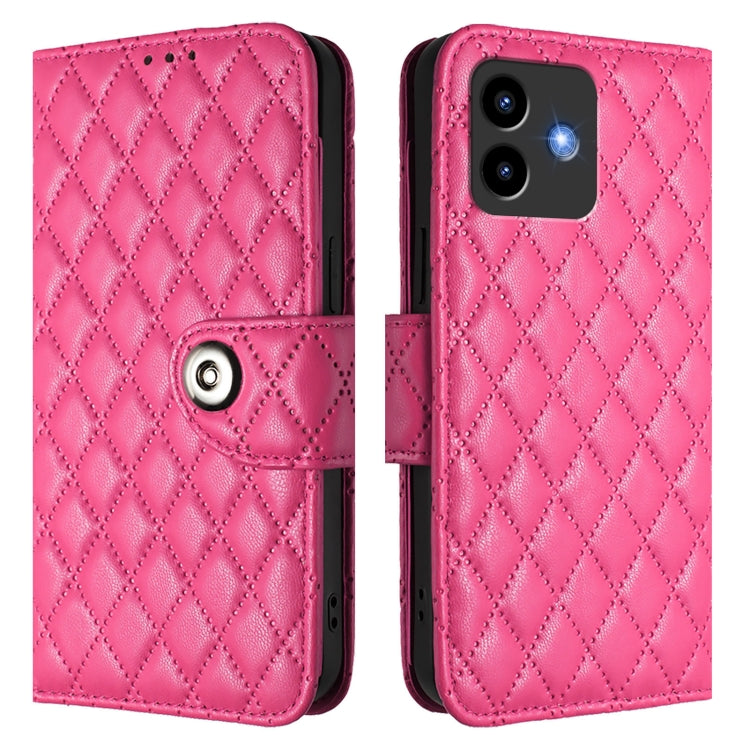 For Cubot Note 40 Rhombic Texture Flip Leather Phone Case with Lanyard