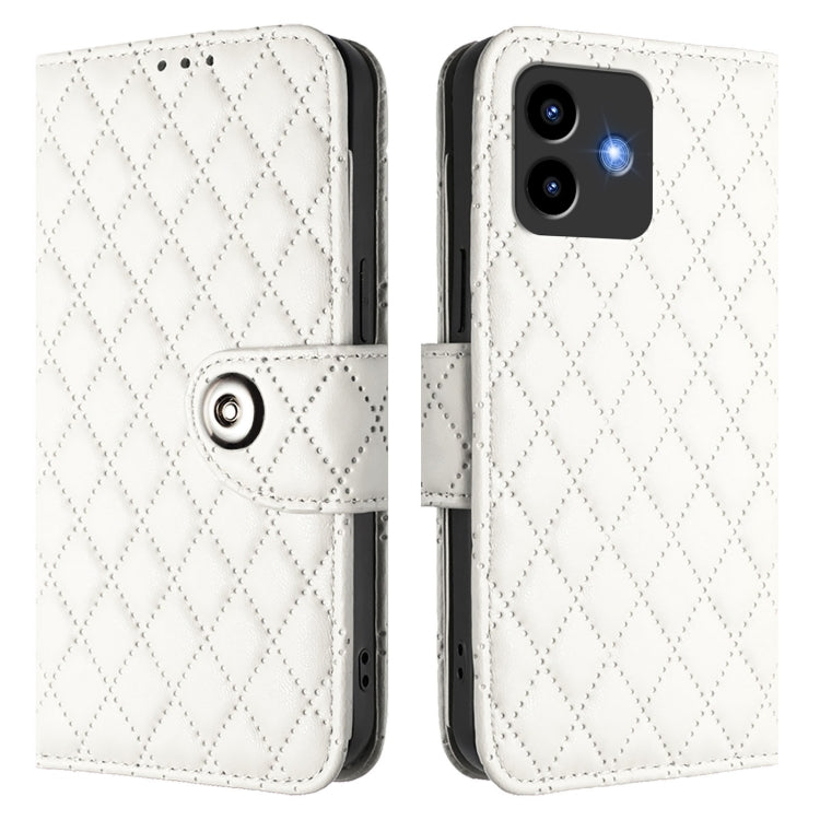 For Cubot Note 40 Rhombic Texture Flip Leather Phone Case with Lanyard