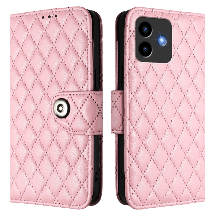 For Cubot Note 40 Rhombic Texture Flip Leather Phone Case with Lanyard