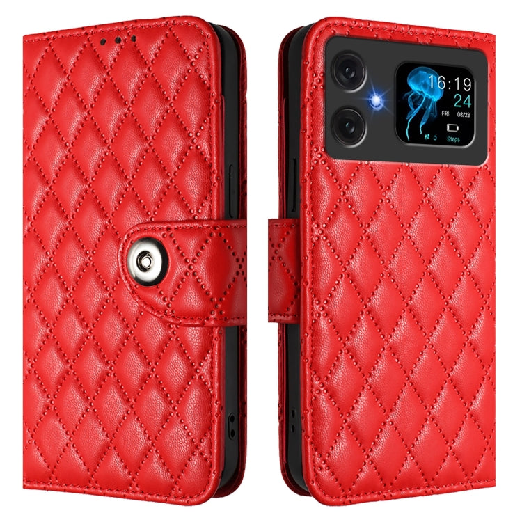 For Cubot A20 Rhombic Texture Flip Leather Phone Case with Lanyard