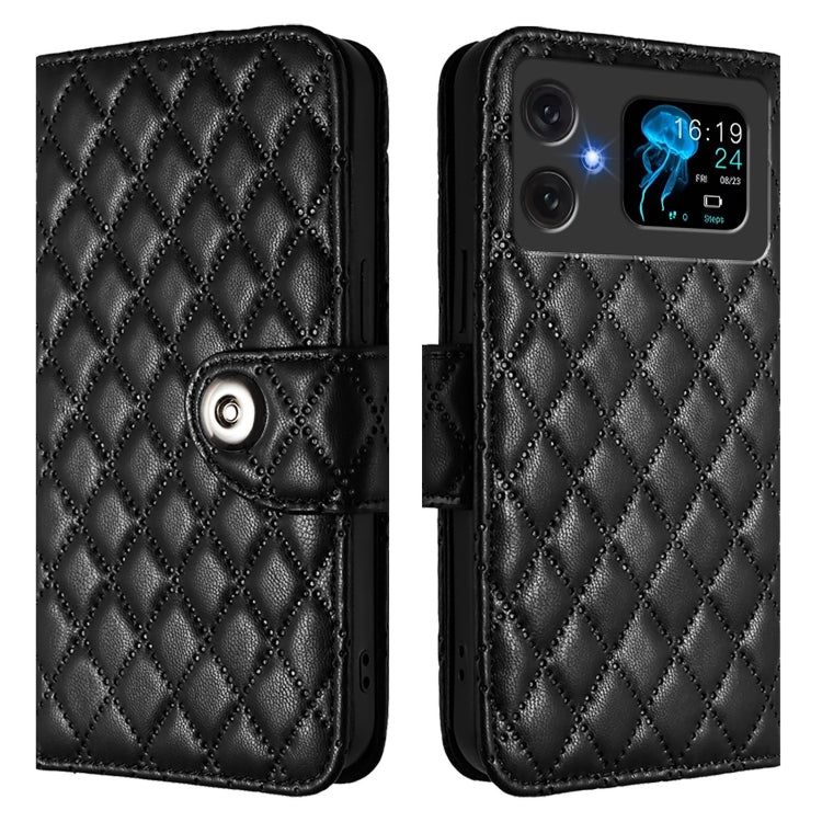 For Cubot A20 Rhombic Texture Flip Leather Phone Case with Lanyard