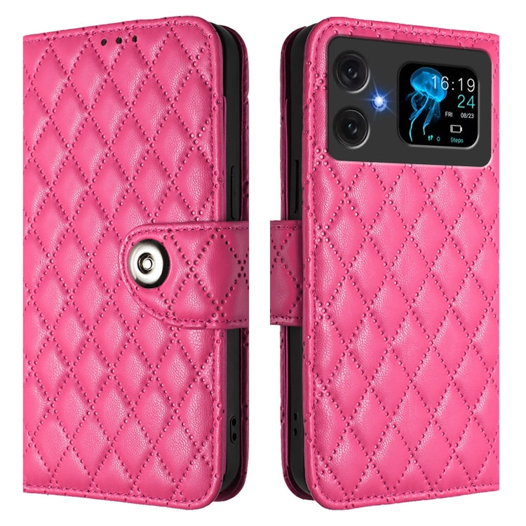 For Cubot A20 Rhombic Texture Flip Leather Phone Case with Lanyard