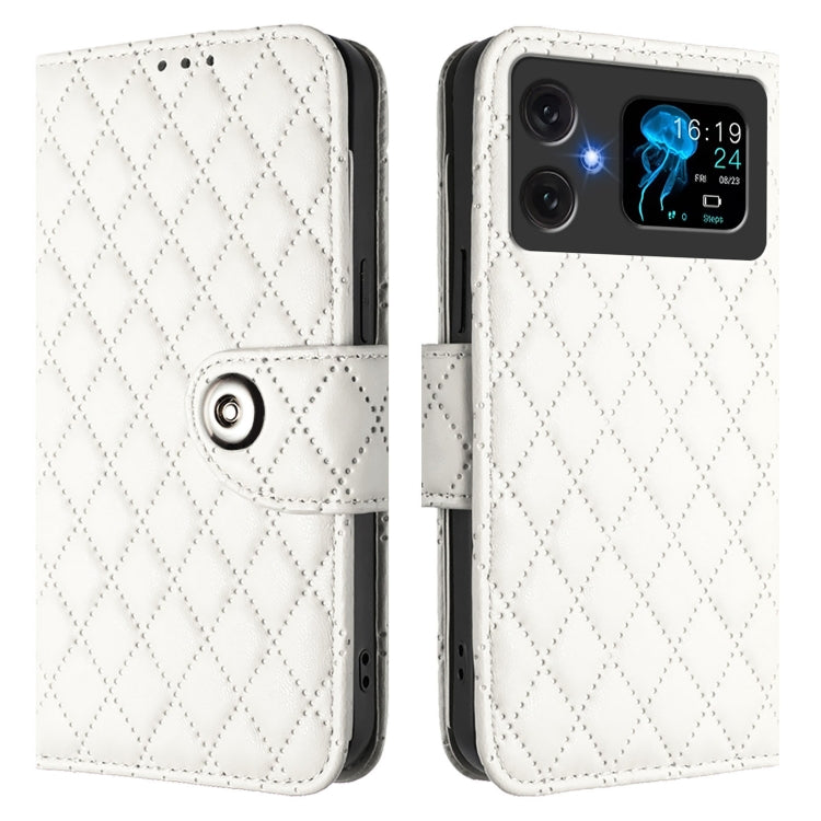 For Cubot A20 Rhombic Texture Flip Leather Phone Case with Lanyard