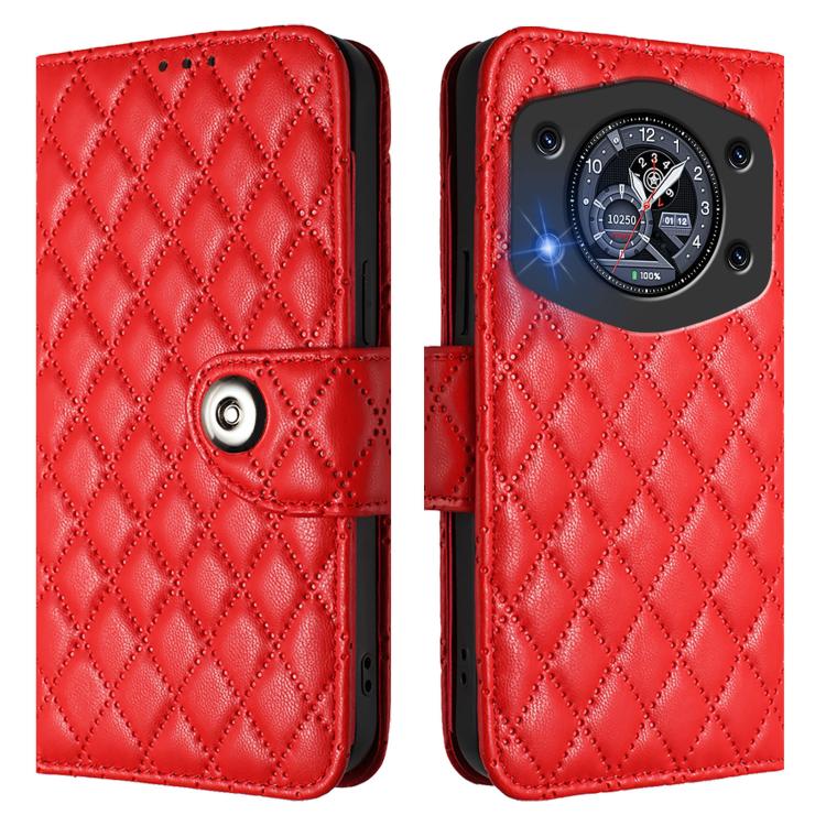 For Cubot A30 Rhombic Texture Flip Leather Phone Case with Lanyard