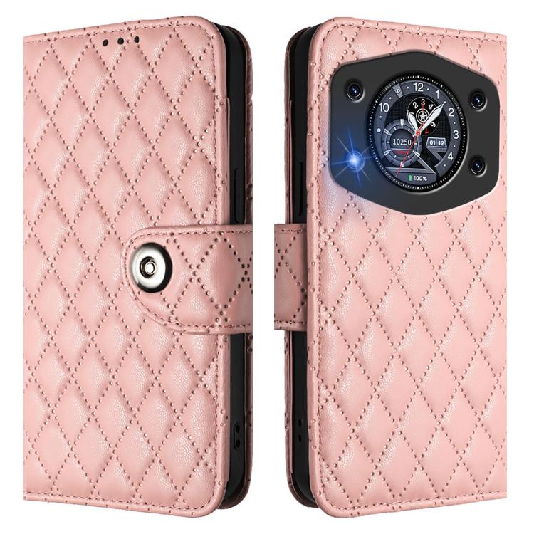 For Cubot A30 Rhombic Texture Flip Leather Phone Case with Lanyard