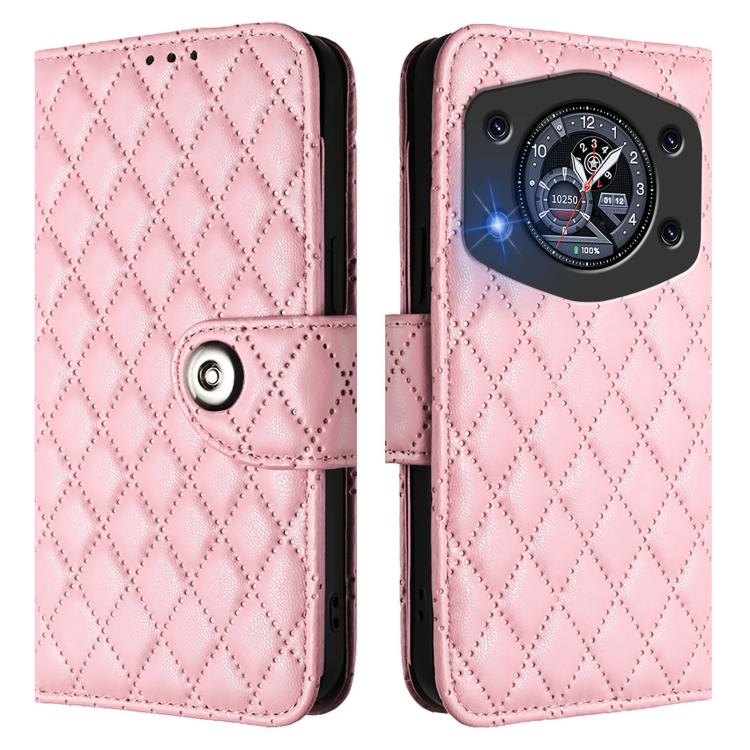 For Cubot A30 Rhombic Texture Flip Leather Phone Case with Lanyard