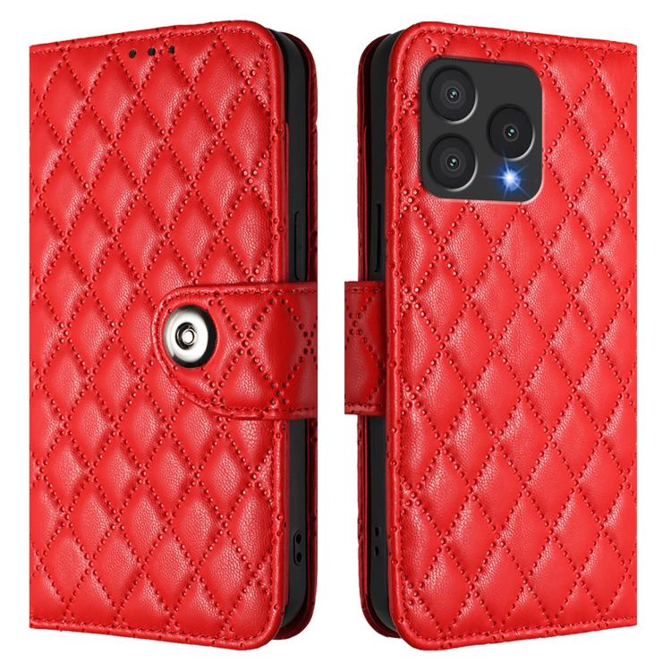 For Cubot A40 Rhombic Texture Flip Leather Phone Case with Lanyard