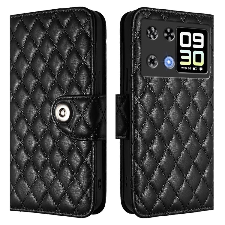 For Cubot P90 Rhombic Texture Flip Leather Phone Case with Lanyard