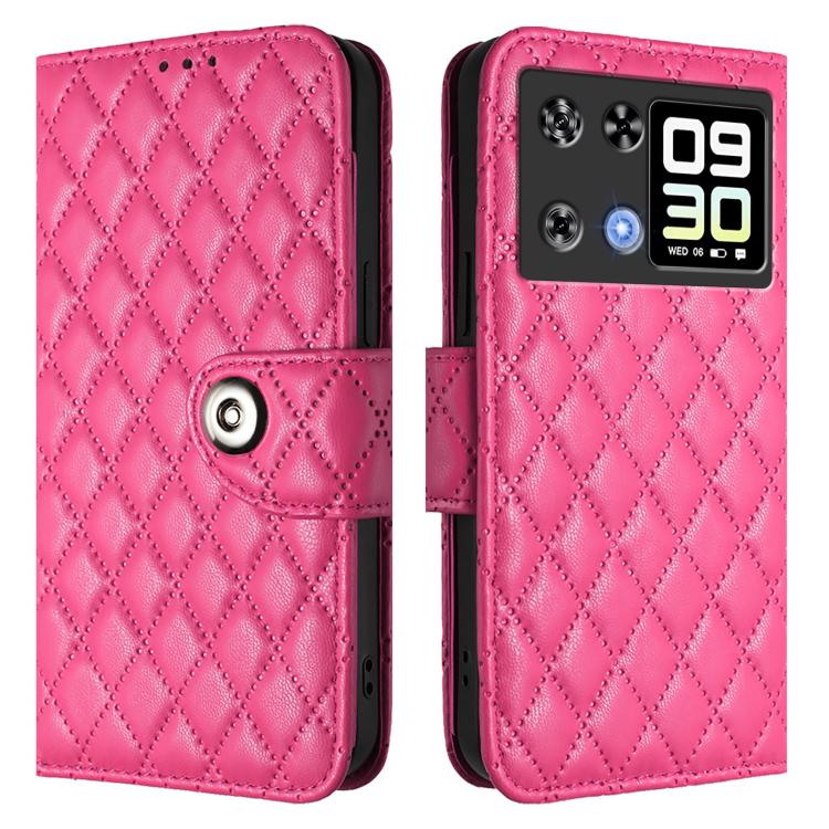 For Cubot P90 Rhombic Texture Flip Leather Phone Case with Lanyard