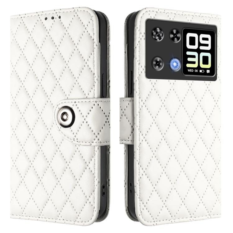 For Cubot P90 Rhombic Texture Flip Leather Phone Case with Lanyard