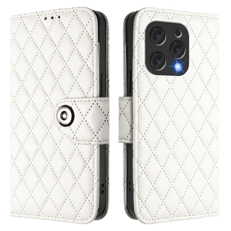 For Doogee N55 Plus Rhombic Texture Flip Leather Phone Case with Lanyard