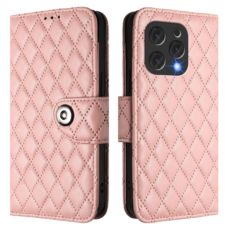 For Doogee N55 Plus Rhombic Texture Flip Leather Phone Case with Lanyard