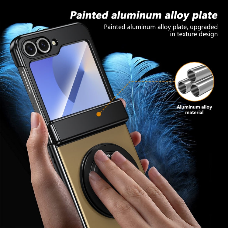 For Samsung Galaxy Z Flip6 / Flip7 FE Gold Medal Rotating Folding Series Ring Holder Phone Case
