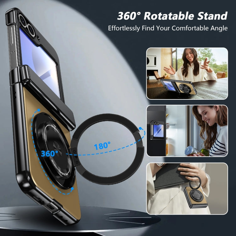 For Samsung Galaxy Z Flip6 / Flip7 FE Gold Medal Rotating Folding Series Ring Holder Phone Case